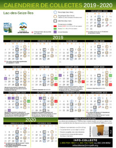 Calendrier Collectes 2019-20 Lac-des-Seize-Îles